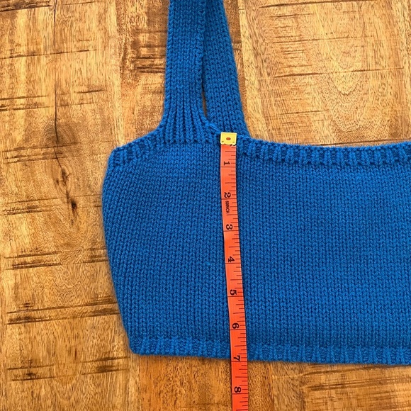 Mare Mare Anthropologie Knit Sweater Crop Top XS Electric Blue Cami Bralette - Picture 7 of 8